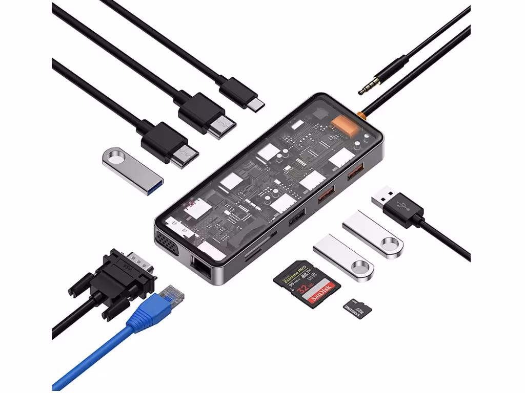 هاب تایپ سی 12 پورت ویوو WiWU New Cyber 12-in-1 Type C Hub Docking Stattion CB012