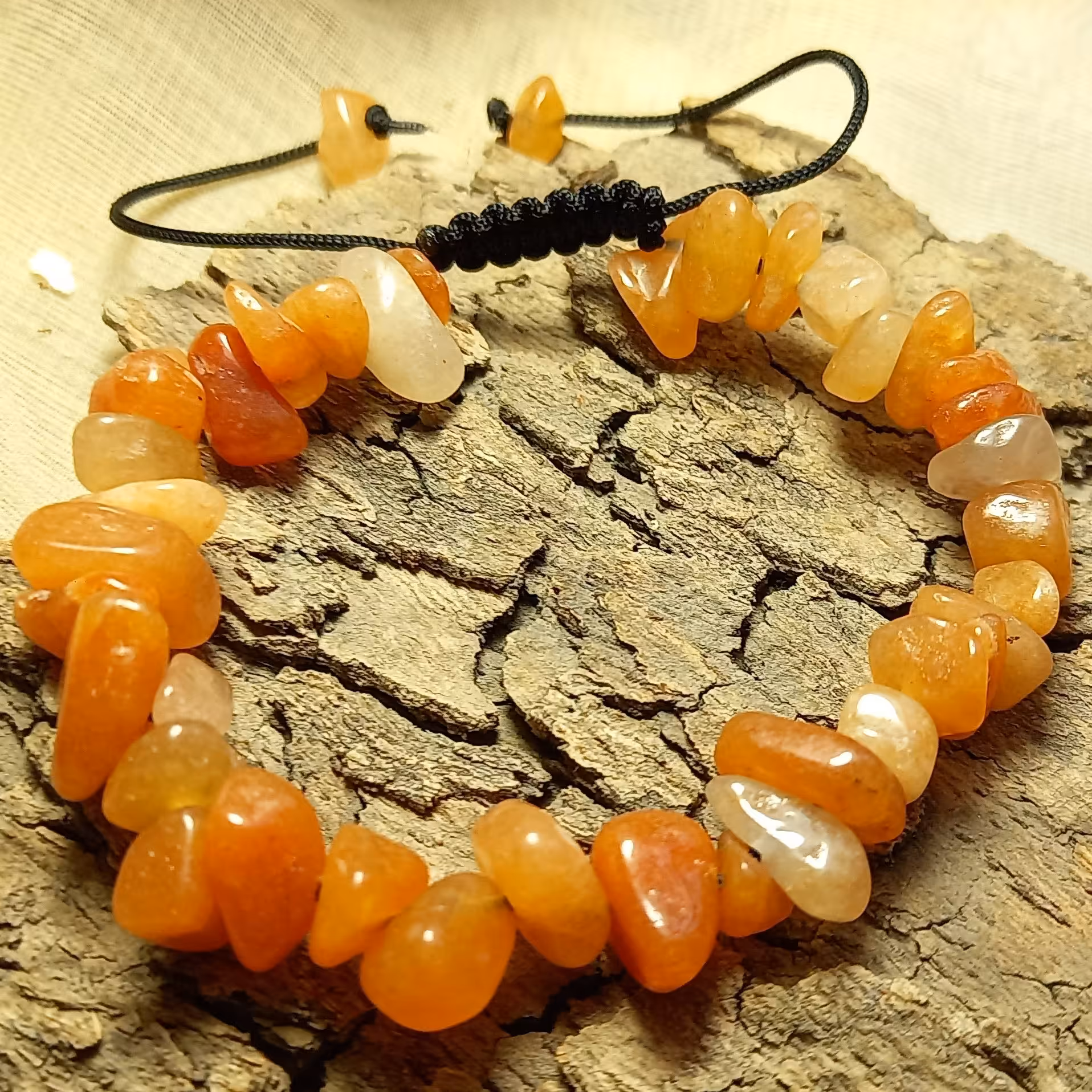 دستبند اونتورین نارنجی کمیاب (سنگ خام طبیعی) 