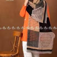 شال بافت اعلاء جنس عالی مدل 4خونه رنگی 6رنگ زیبا قواره بزرگ    طول 2  عرض70