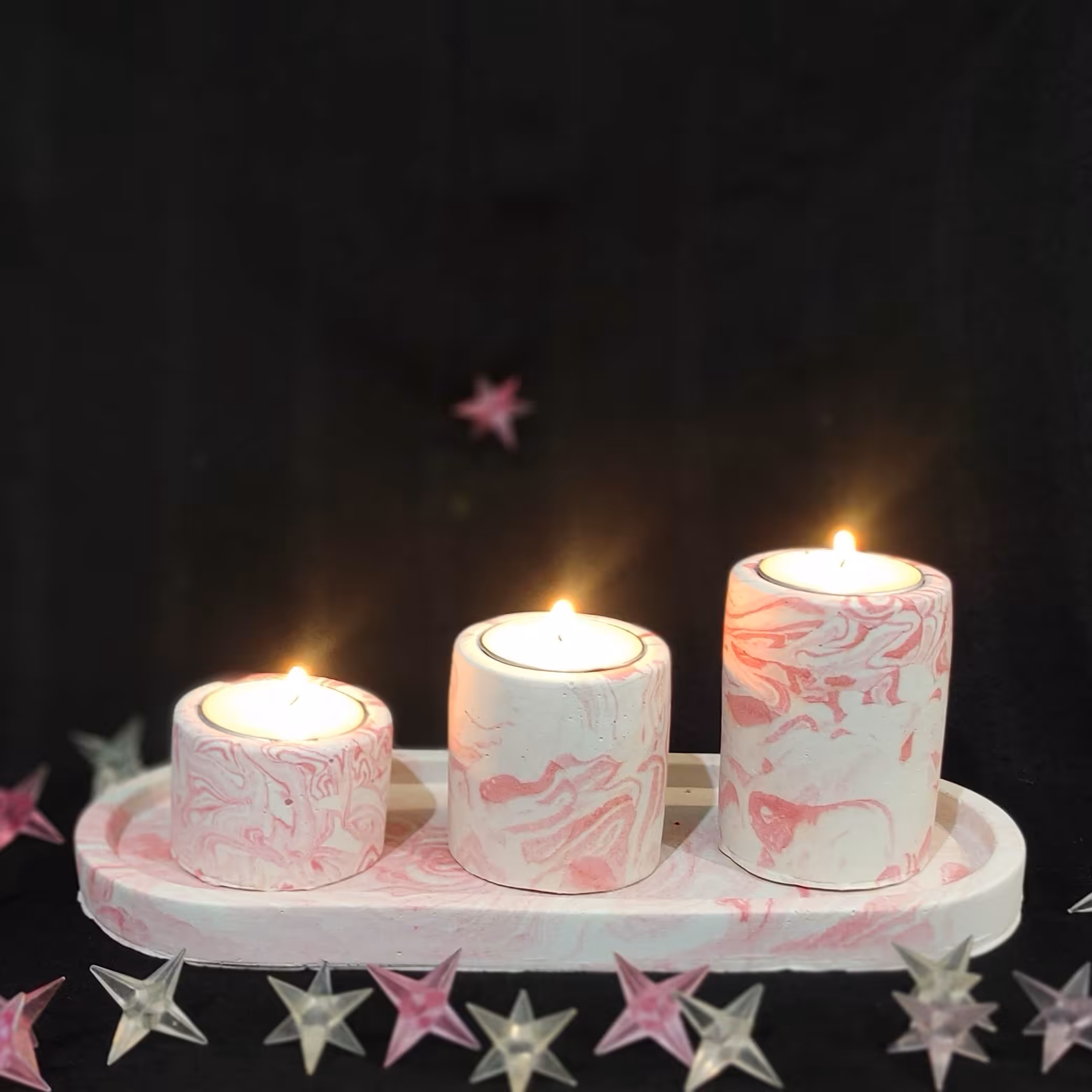 ست چهاره تیکه جا شمعی همراه با سینی