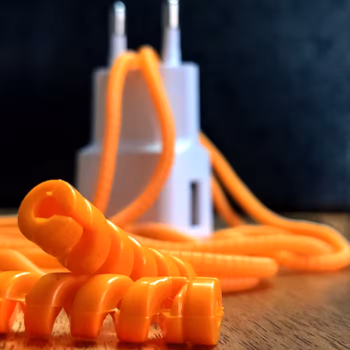 محافظ کابل شارژ فنری طول 1/5 متر به همراه دو عدد محافظ کابل سیلیکونی