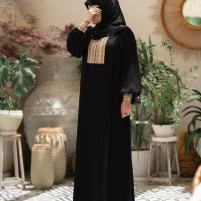 عبایی کرپ الیزه طلاکوب