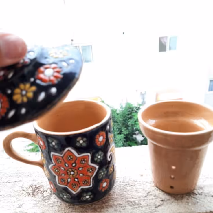 لیوان دمنوش 3تیکه میناکاری شده برای دمنوش داغ پذیرایی