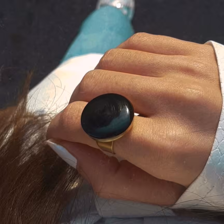 انگشتر مشکی ساده استیل