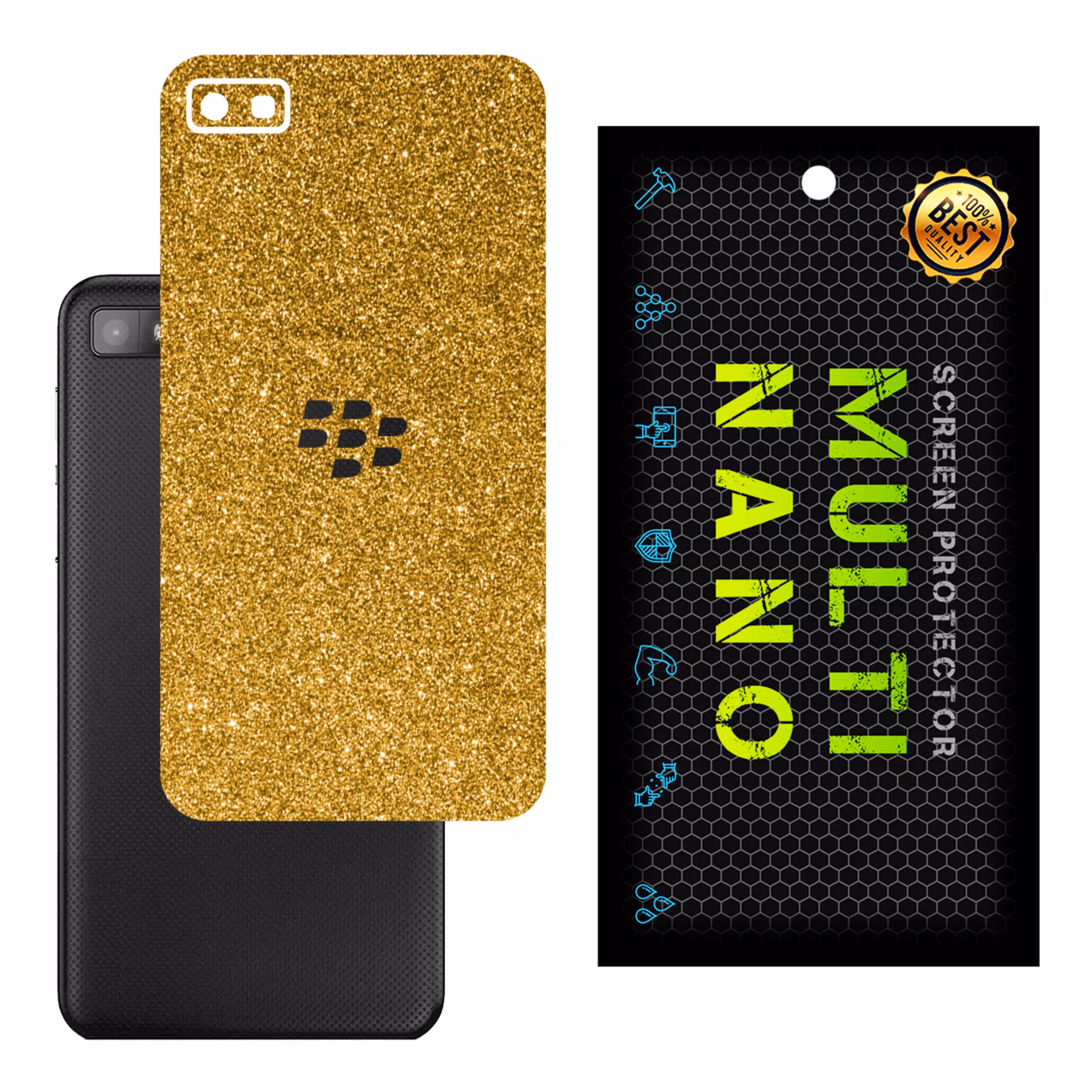 برچسب پوششی MultiNano مدل X-G1F-Gold برای پشت موبایل بلک بری Z10