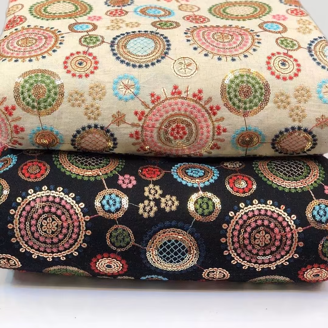 پارچه لنین هندی سوزن دوزی 