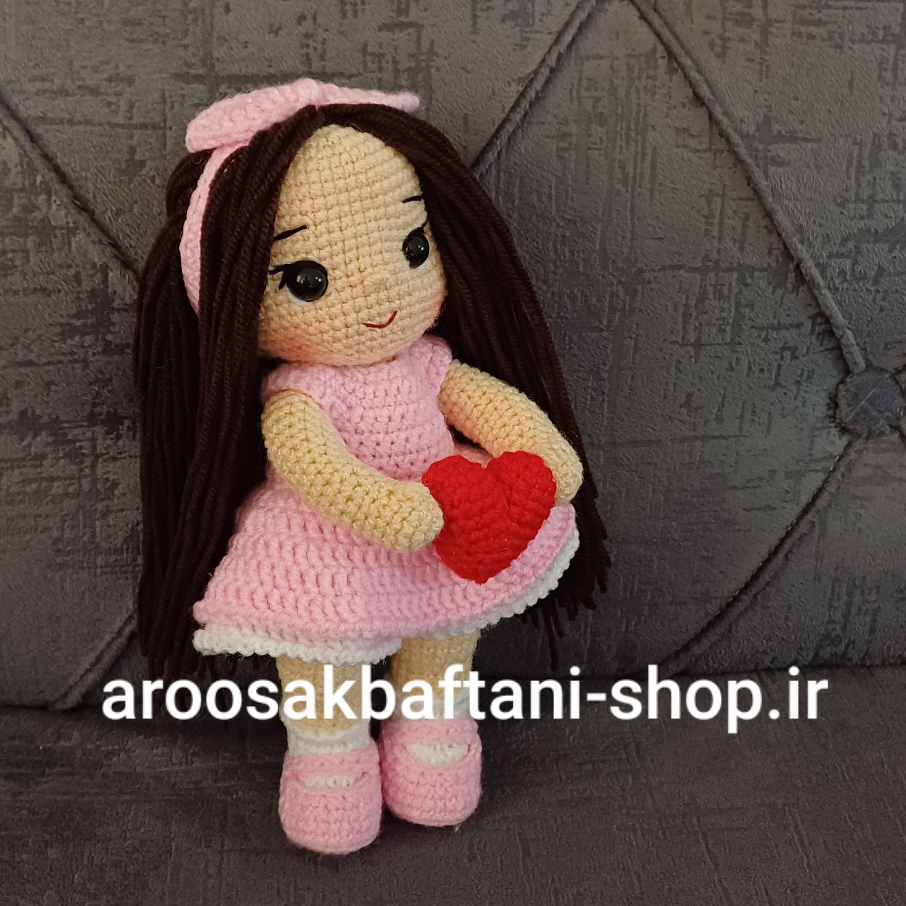 عروسک بافتنی آیسان خانم21سانتی بافت بارنگ دلخواه شما
