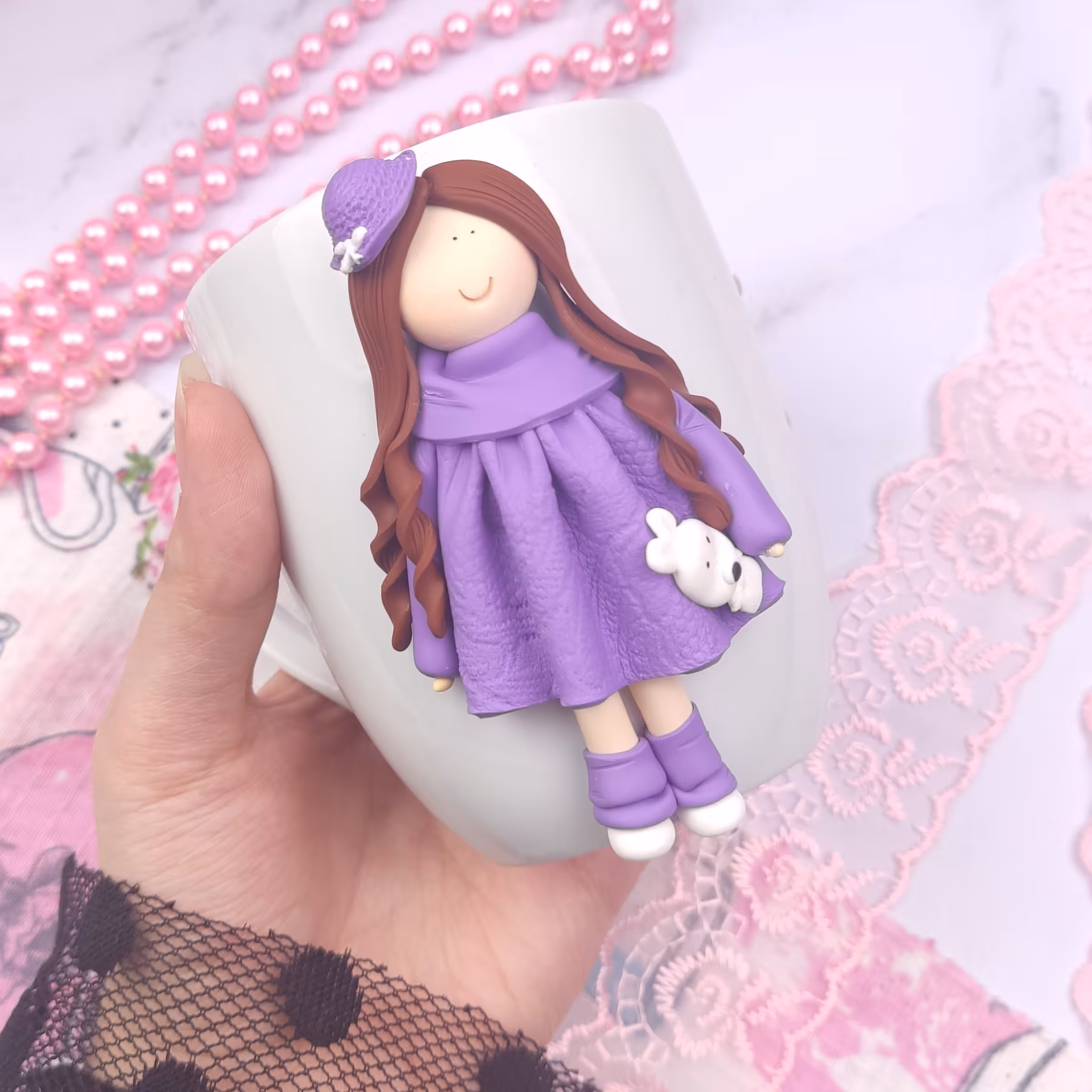 ماگ عروسک تمام بنفش