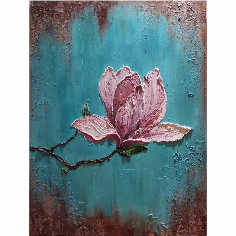 نقاشی رنگ وروغن گل برجسته