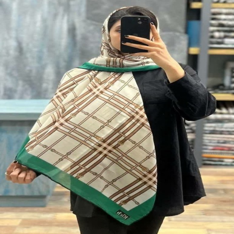 روسری سوپر نخ قواره 140 دور دست دوز