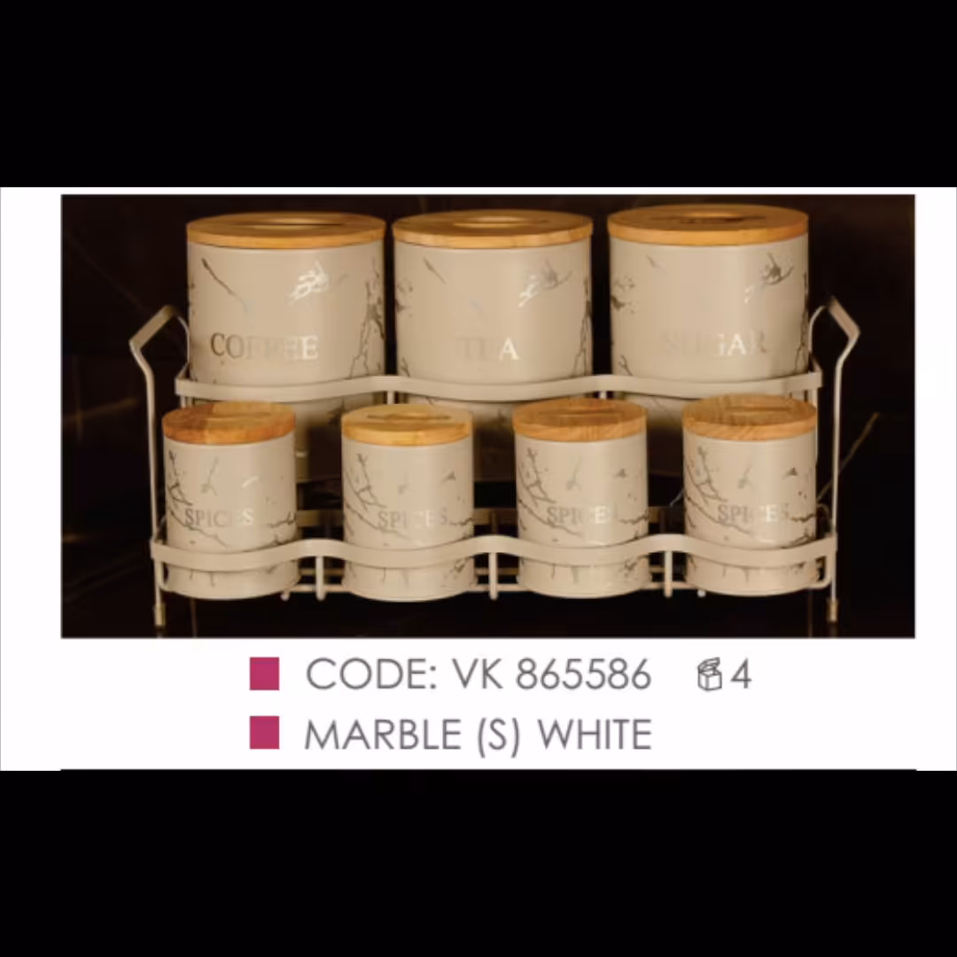 ست پاسماوری 8 پارچه برند BVK  کد 865586 سفید ماربل سفید 