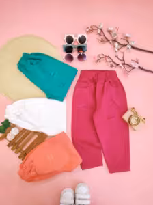 شلوار کتان دخترانه رنگی