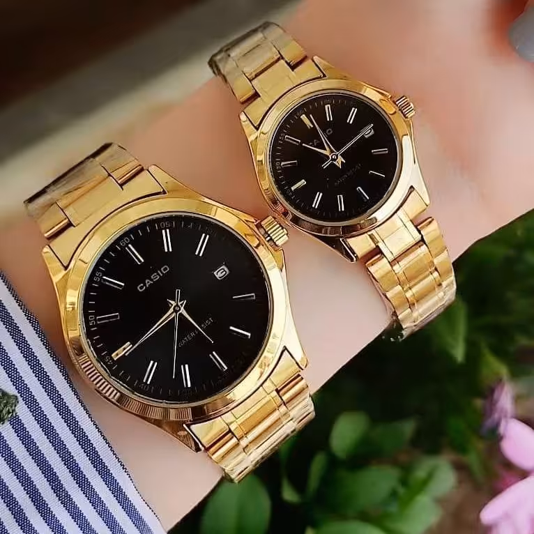  ساعت ست کاسیو طلایی صفحه مشکی