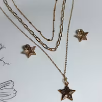 نیم ست ستاره ای سه زنجیره رنگ ثابت بدون حساسیت گوشواره میخی