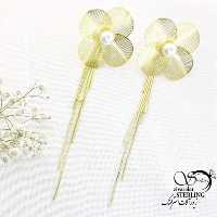 گوشواره گل مرواریدی طرح طلا کد 15570