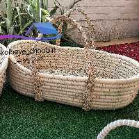 نی نی خواب و کریر (ننو) حصیری با دسته حصیری گهواره ای زیبا برای خواب کودک دلبندتان و سیسمونی نوزاد هزینه ارسال درب منزل