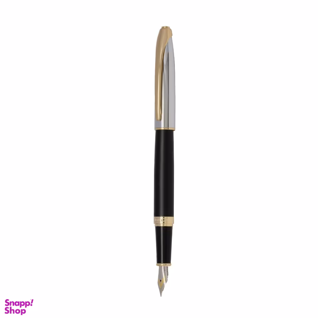 خود نویس نیمه یوروپن (Europen) مدل Ring بدنه نیمه مشکی مات با گیره زرد