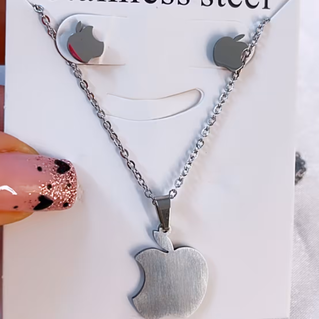 نیمست زیبا و ظریف استیل طرح اپل رنگ ثابت و ضدحساسیت وقیمت مناسب