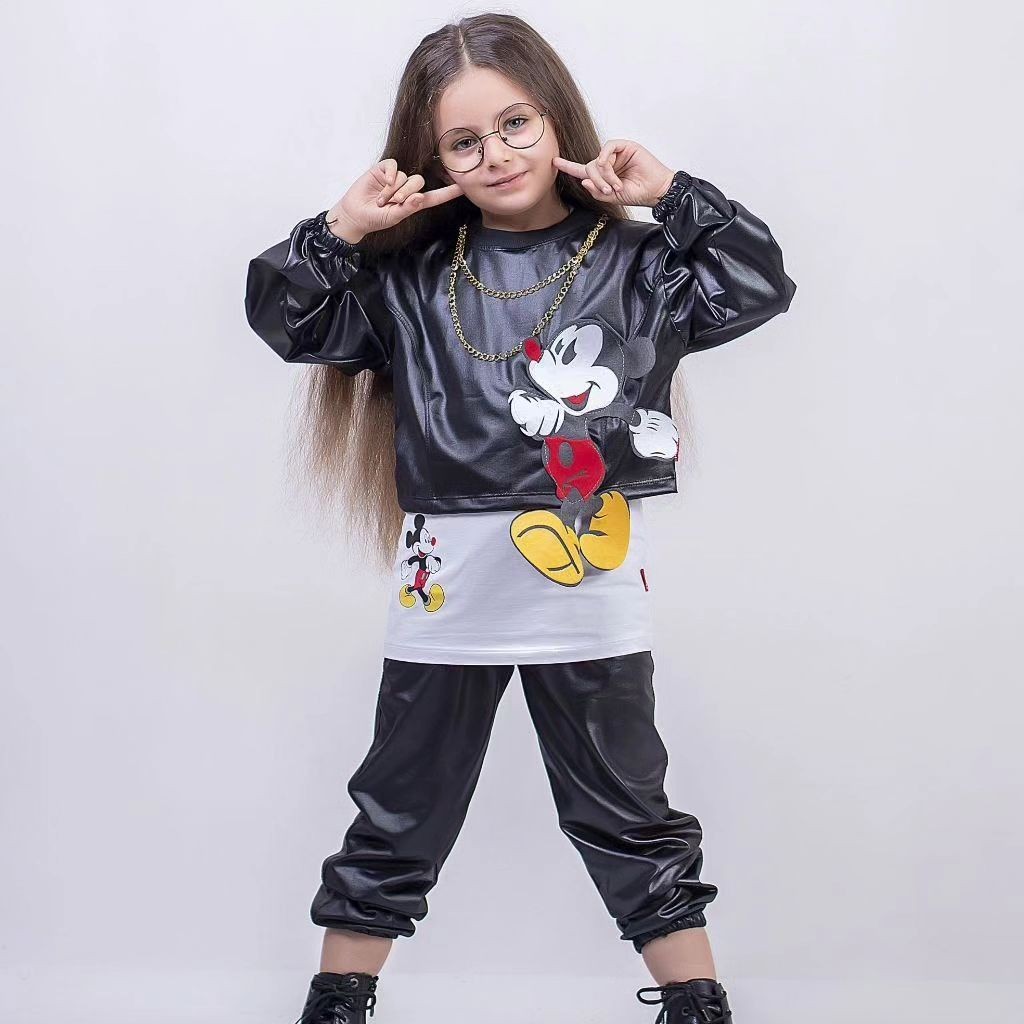 سه تیکه دخترانه چرم میکی موس سایز 50 تا 65 فوق العاده عالی و با ضمانت