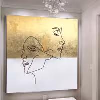 تابلو اکرولیک و ورق طلا دو دختر