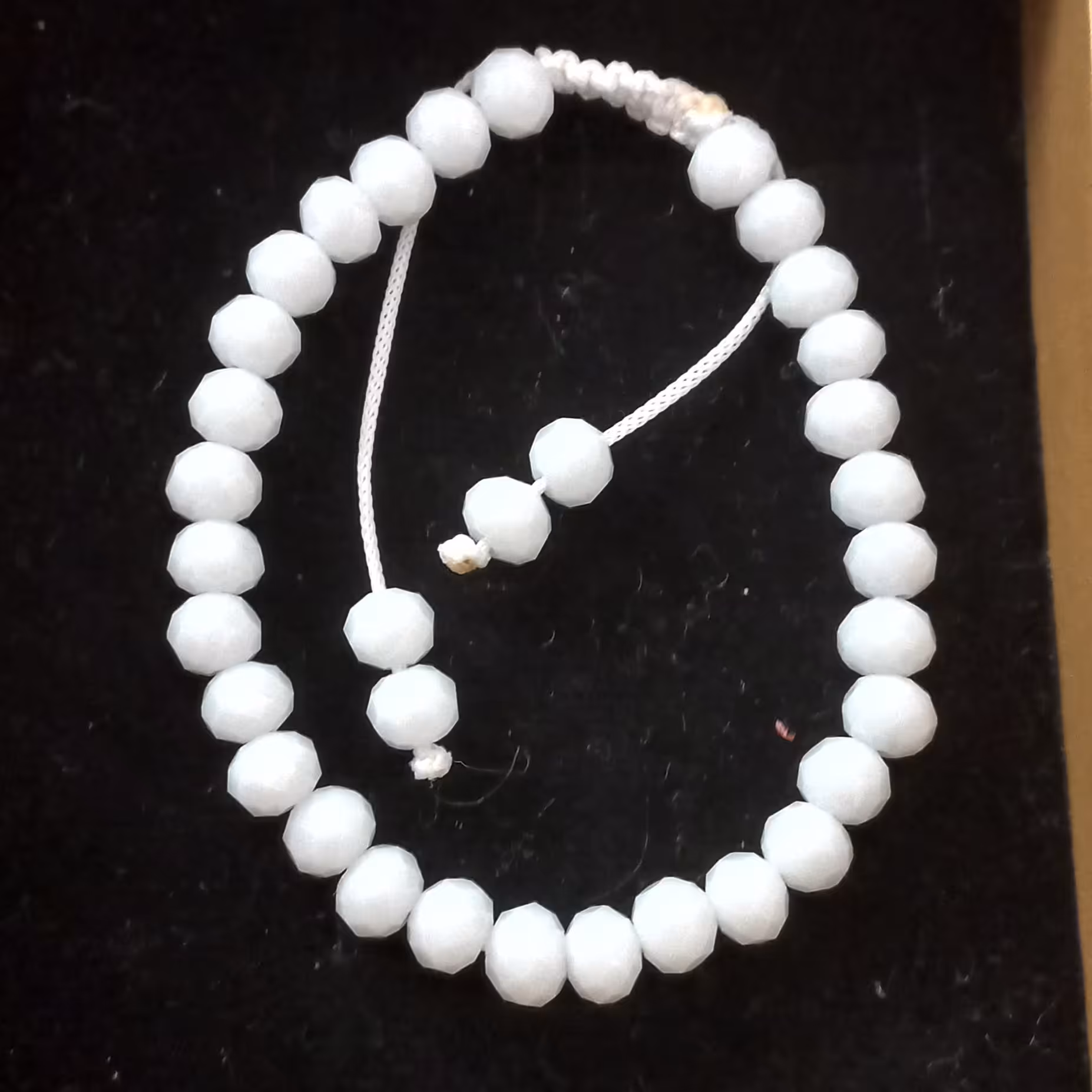 دستبند سفید ، بافت کشویی ، مروارید سایز  6