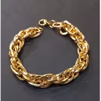 دستبند آب طلا رنگ ثابت بافت طنابی ( زنانه و مردانه هر دو استفاده میشه) اگر عمده خاستین پیام بدید تا شرایط رو خدمتتون بگم