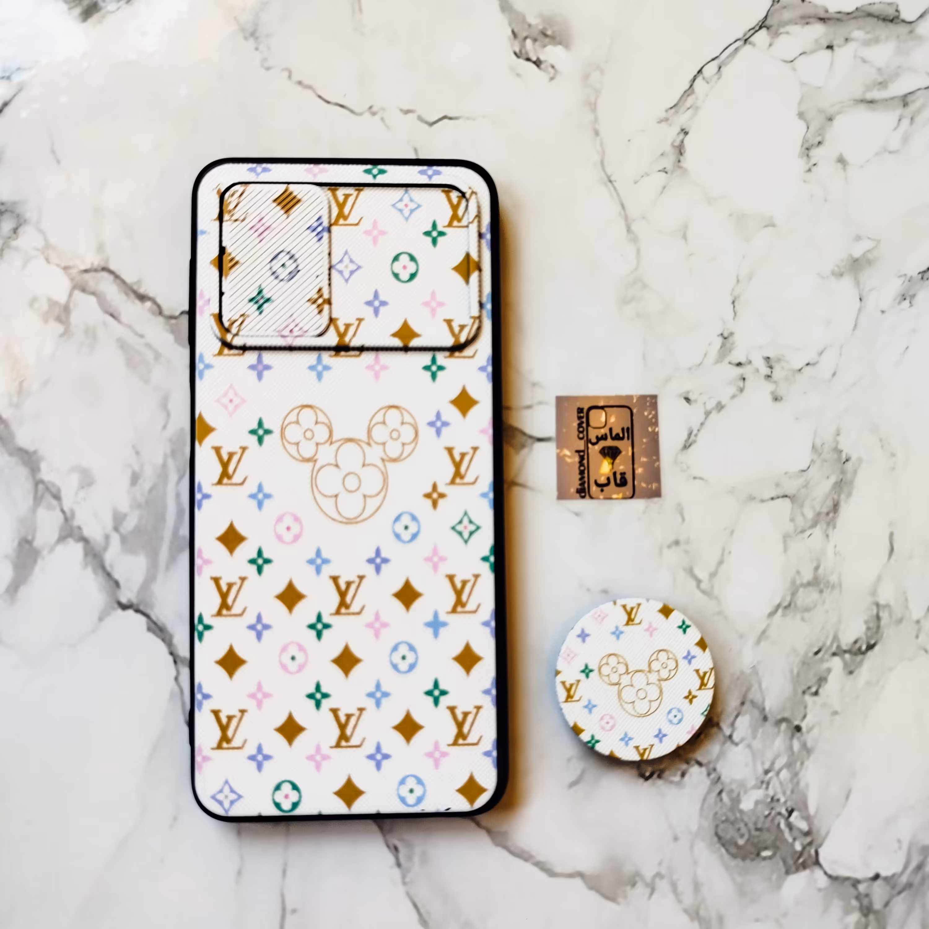 قاب کشویی گوشی سامسونگ A22 4g به همراه پاپ سوکت طرح LV