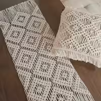 کوسن و رانر  مبلمان و دکوراسیون  مکرومه بافی بهار نارنج 