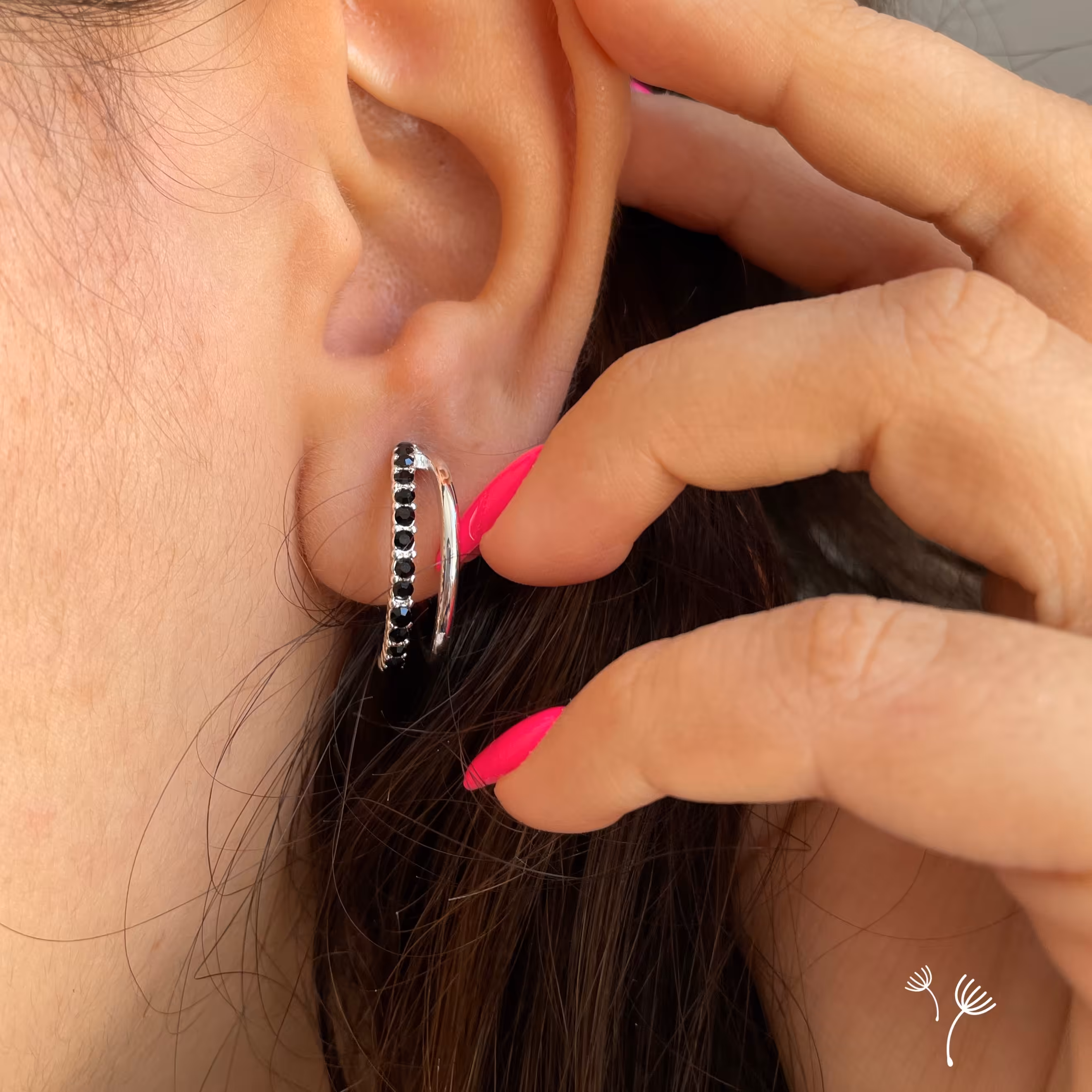 گوشواره دو ردیفی نگین دار