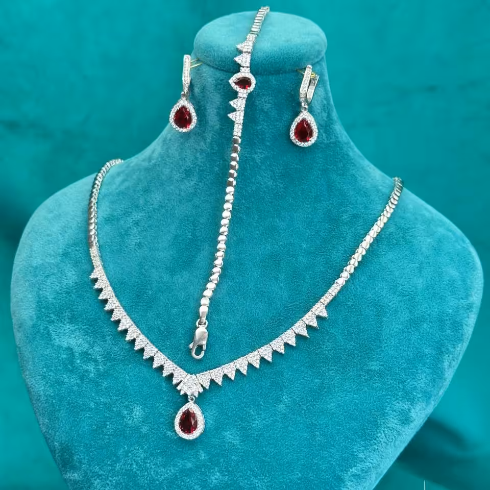 سرویس نقره جواهری مدل اشکی