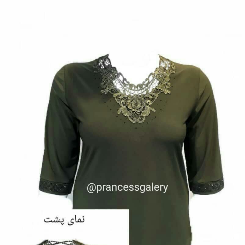 بلوز سایز بزرگ یقه پشت و جلو گیپور(زرشکی )