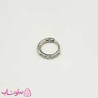پیرسینگ گوش حلقه ای نقره ای نگیندار قطر 11 میل کد 891