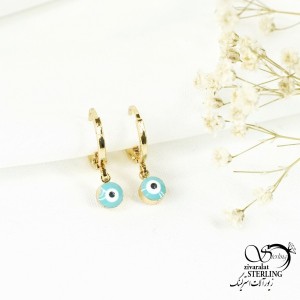 گوشواره زنانه طرح چشم نظر آبی کمرنگ