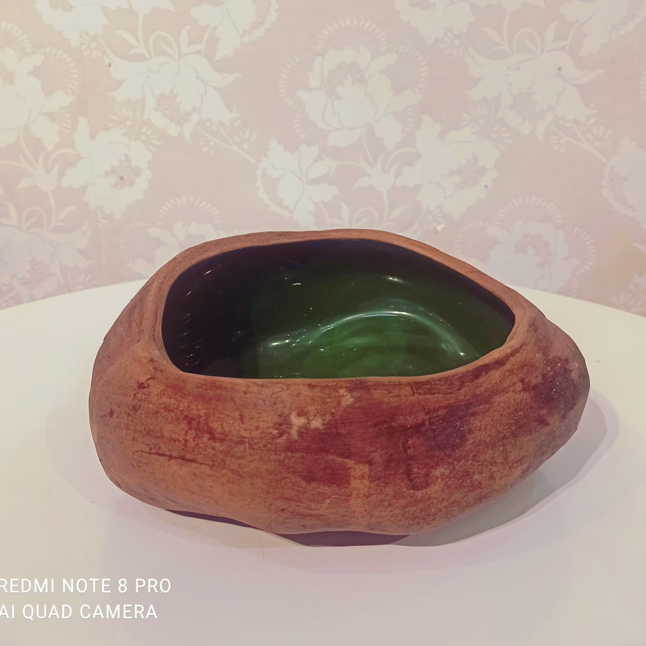 کاسه های سفالی_کد1 _داخل لعاب_درسه رنگ آبی _سبز_زرد_