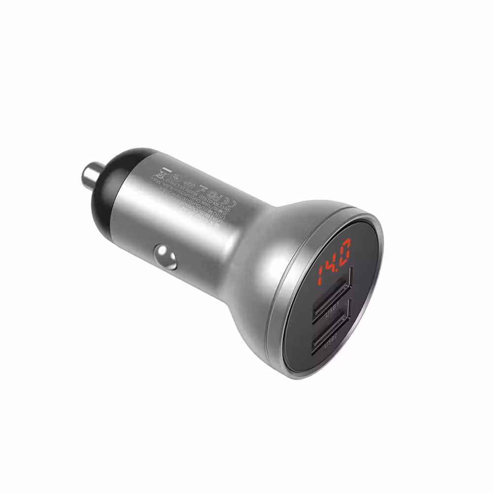 فندکی خودرو دو پورت باسئوس Baseus Digital Display Car Charger