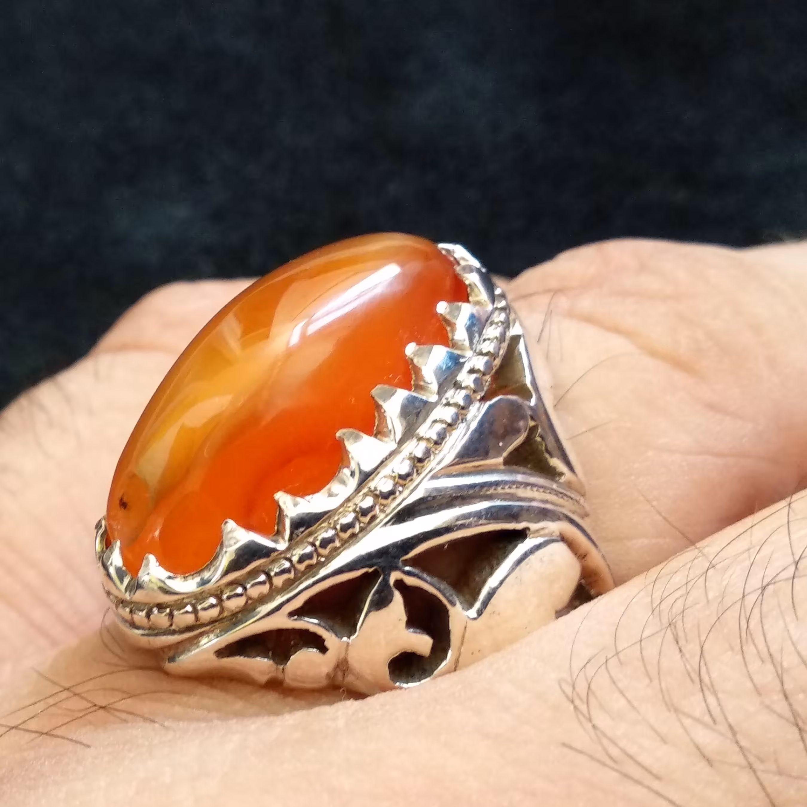 مهره کهنه پرتقالی لامپی آبدار و شفاف رکاب دستساز