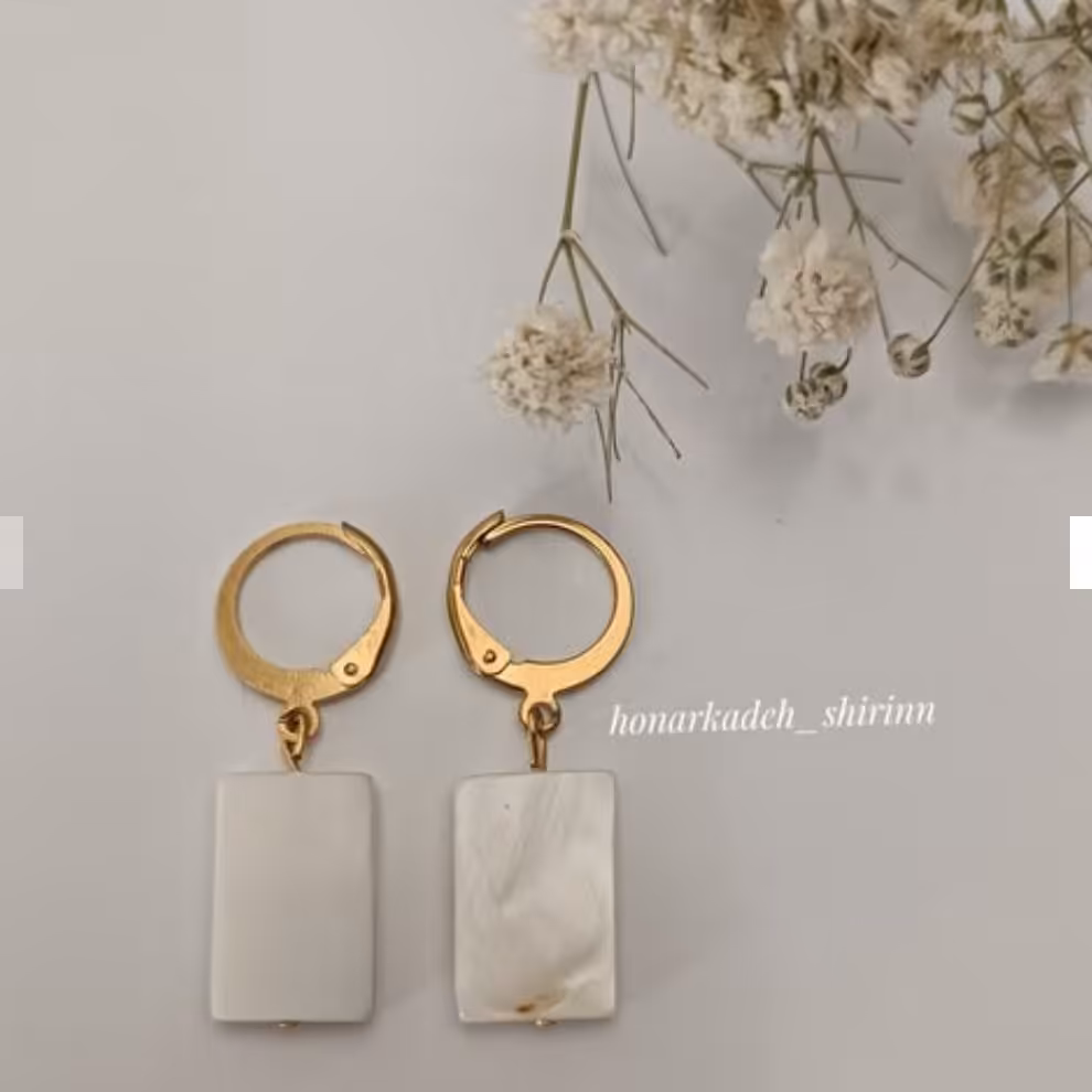 گوشواره سنگی با قفل گوشواره استیل