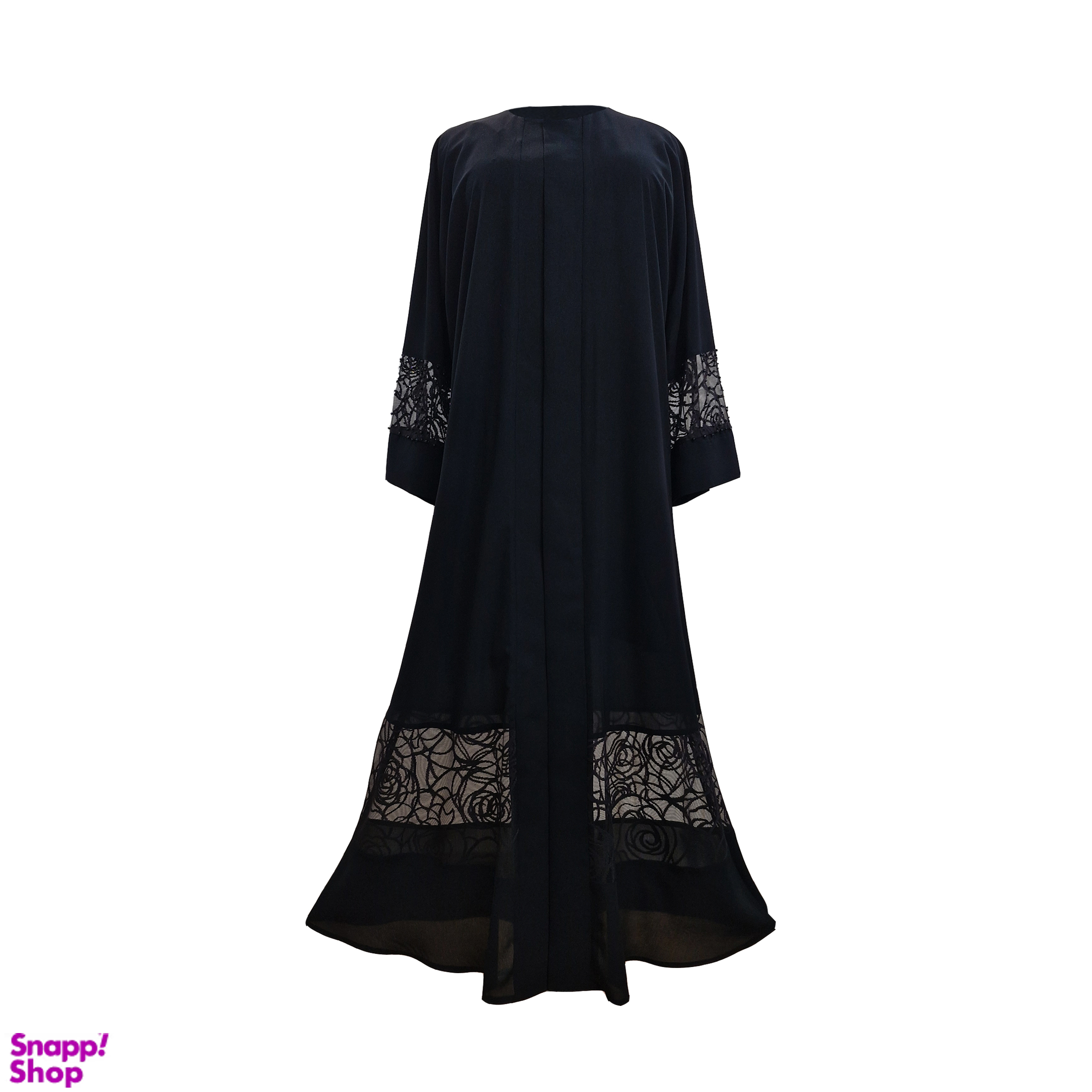 مانتو زنانه طرح مروا مدل عبایی کد 307 رنگ مشکی