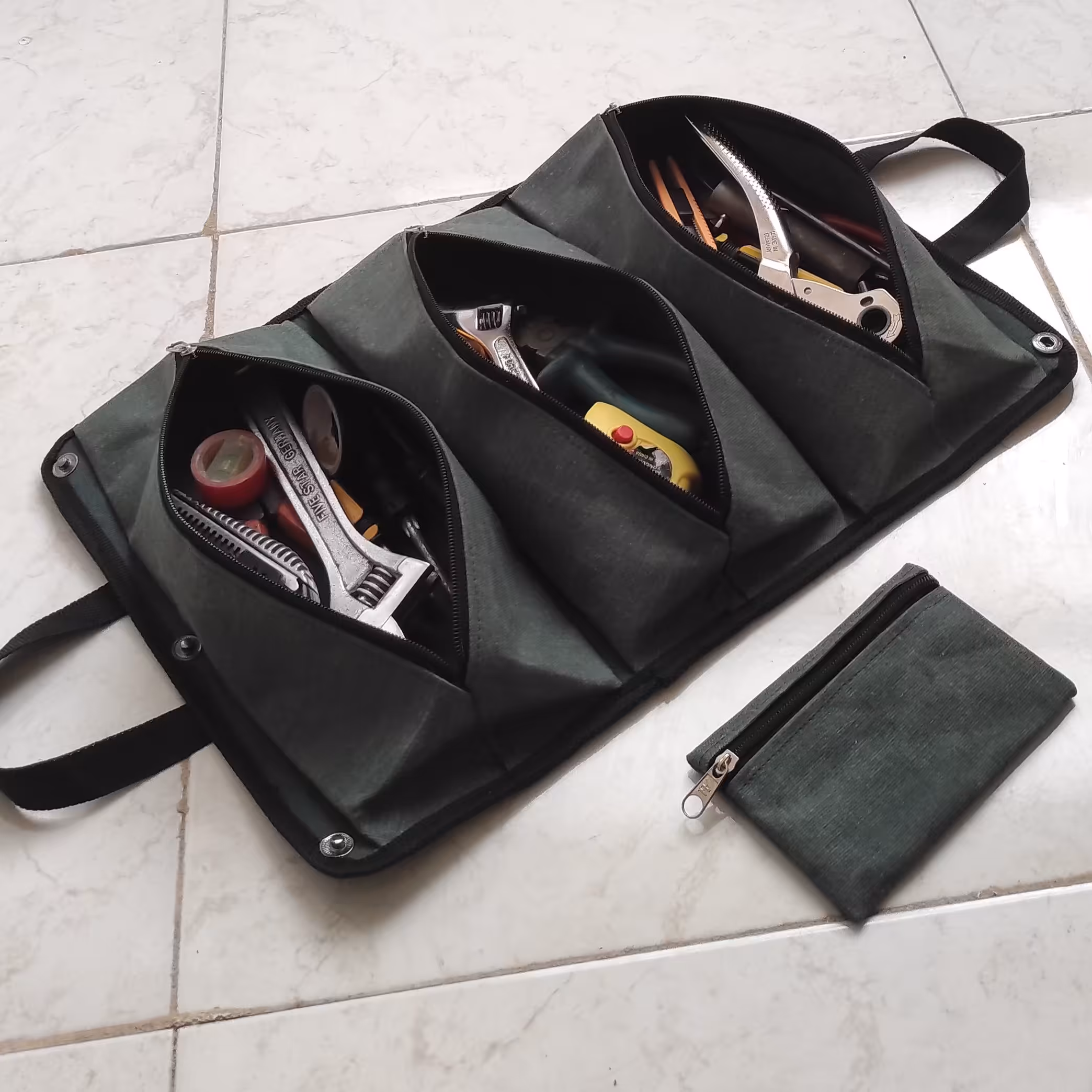 کیف ابزار رولی سه جیب برزنت درجه یک در اندازه 35در 42