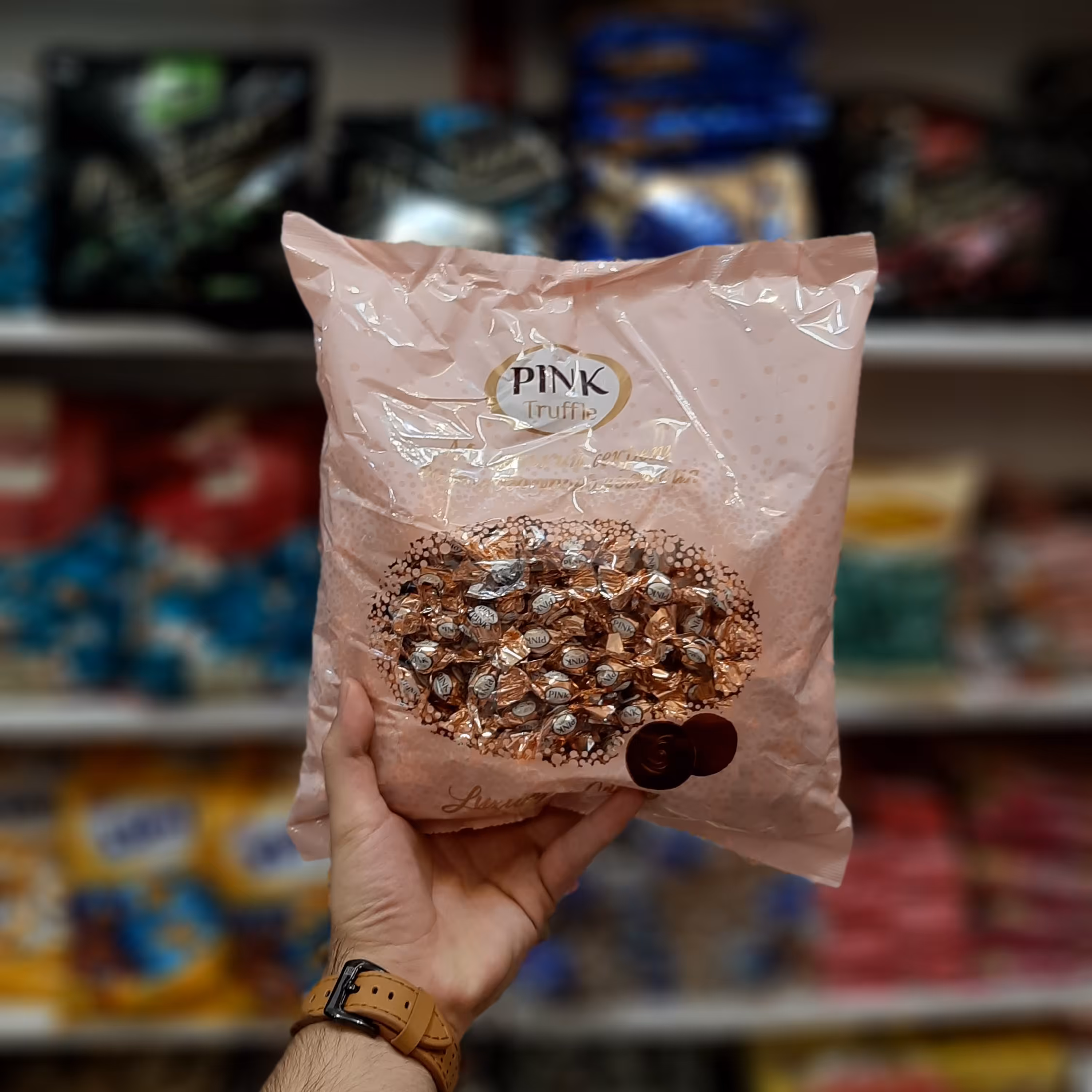 شکلات ترافل شکلاتی پینک روسی اورجینال Pink خارجی یک کیلویی صورتی