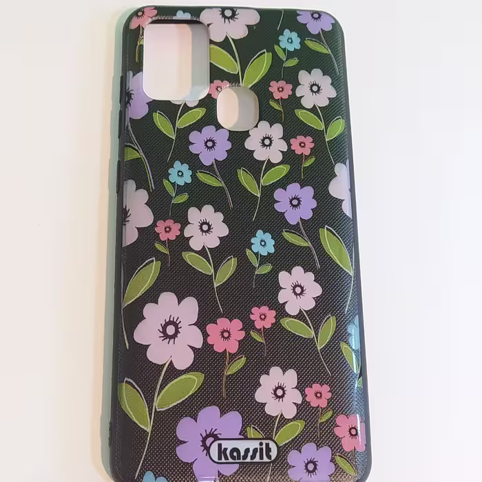 گارد.کاور سامسونگ A21-S مدل طرح دارطرح گل صورتی بنفش
