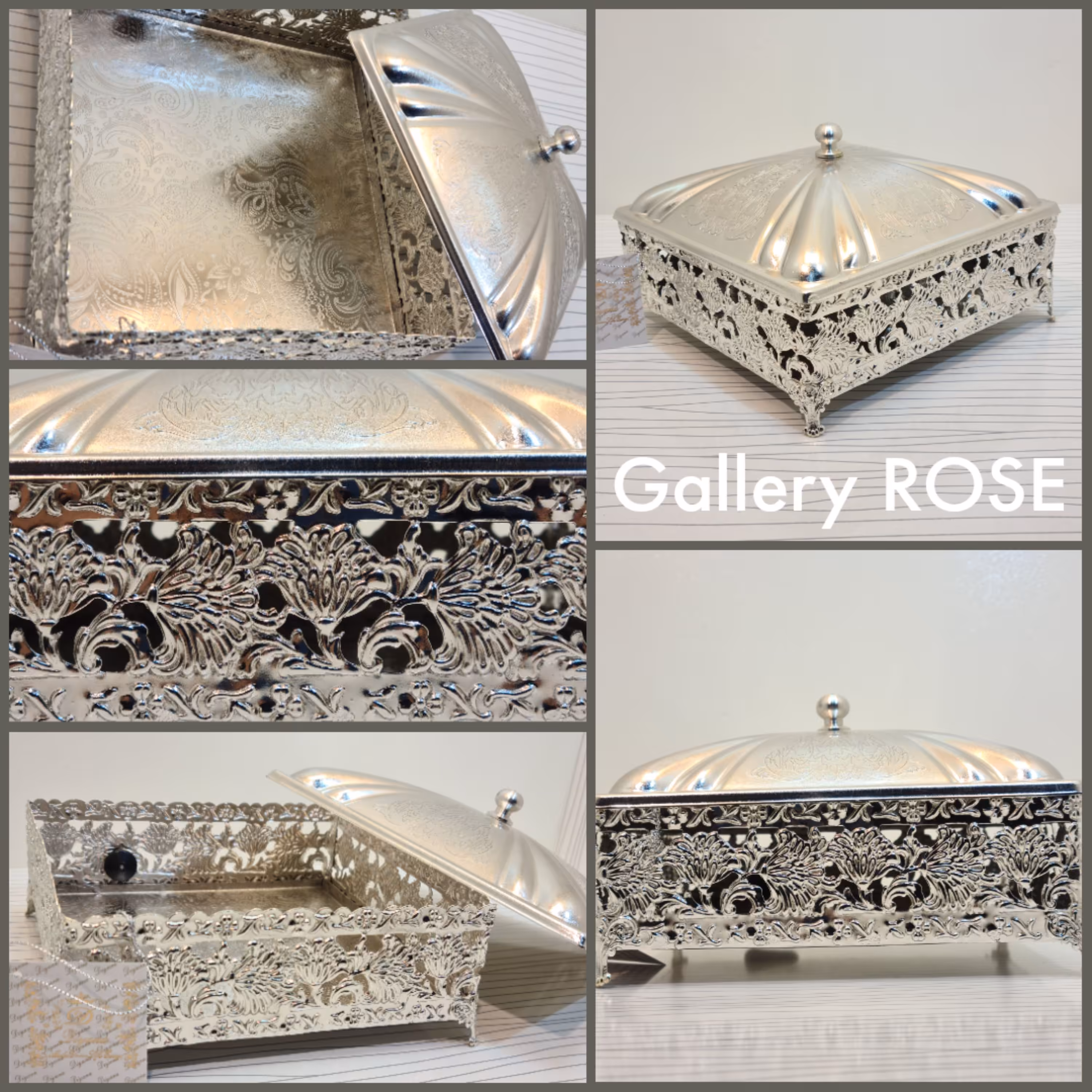 شکلات خوری مربع برند دیانا آبکاری رنگ سیلور براق