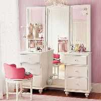 میزآرایش جدیدبا آینه قدی و دراور6کشو رنگ سفید