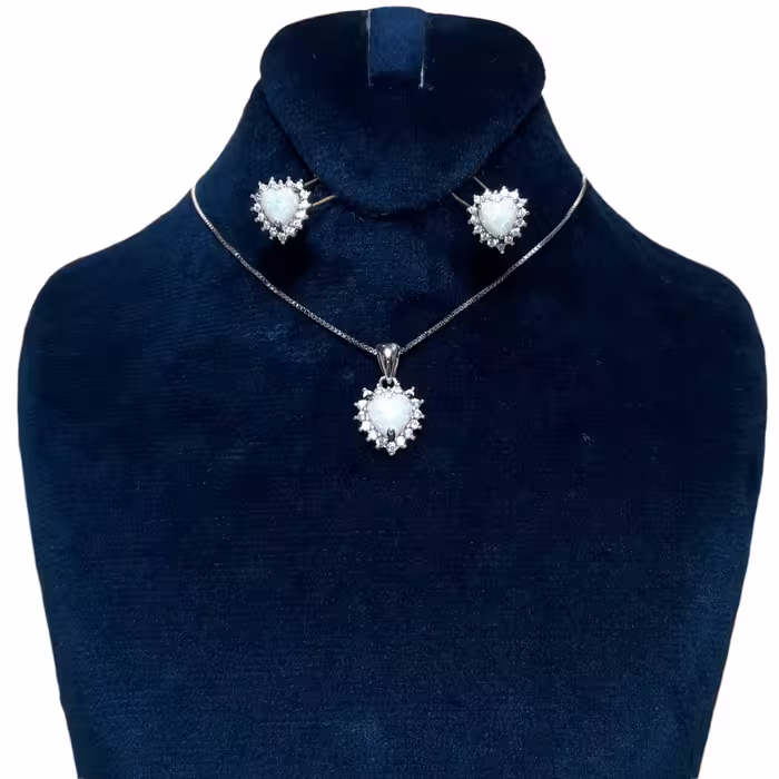 نیمست نقره 925 با آبکاری طلا سفید طرح قلب کد 22