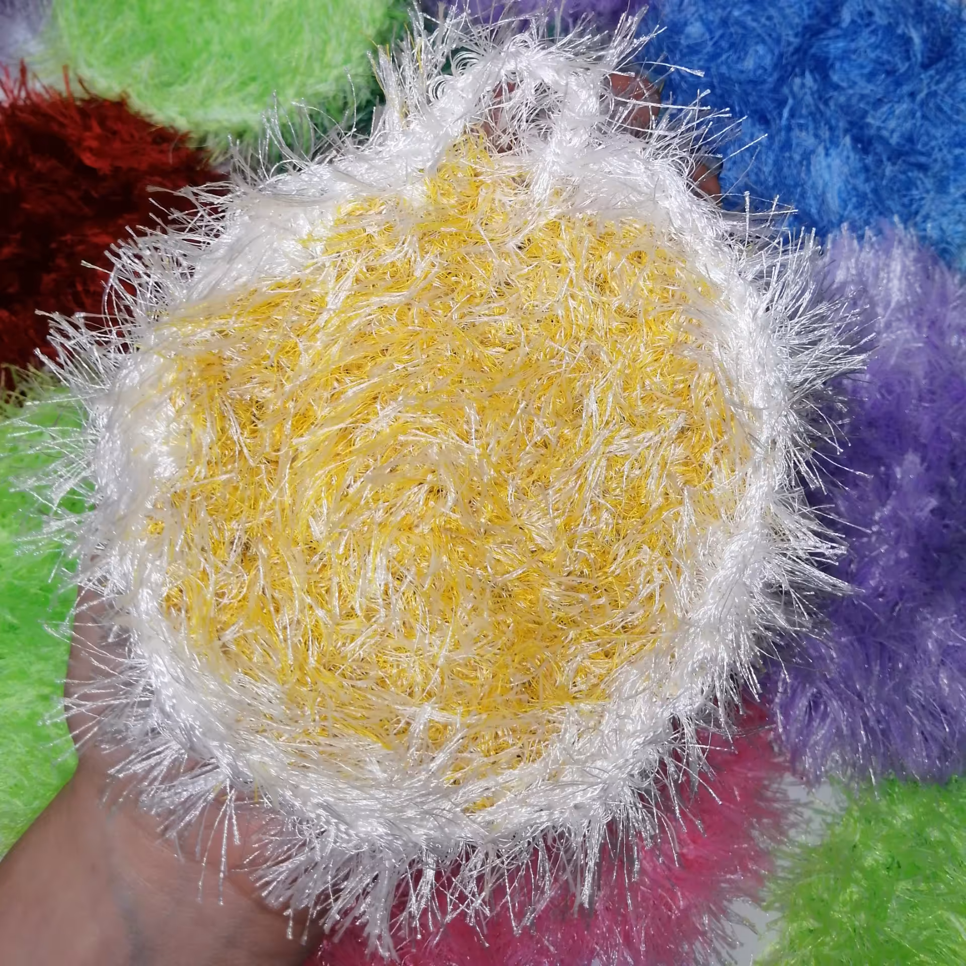 اسکاچ ظرف شویی بافتنی یک لایه زرد سفید 