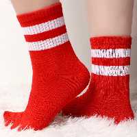 جوراب ساقدار 2خط زمینه قرمز اسپرت فری سایز