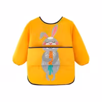 پیشبند  کودک آستین دار   کاسه دار خرگوش زرد