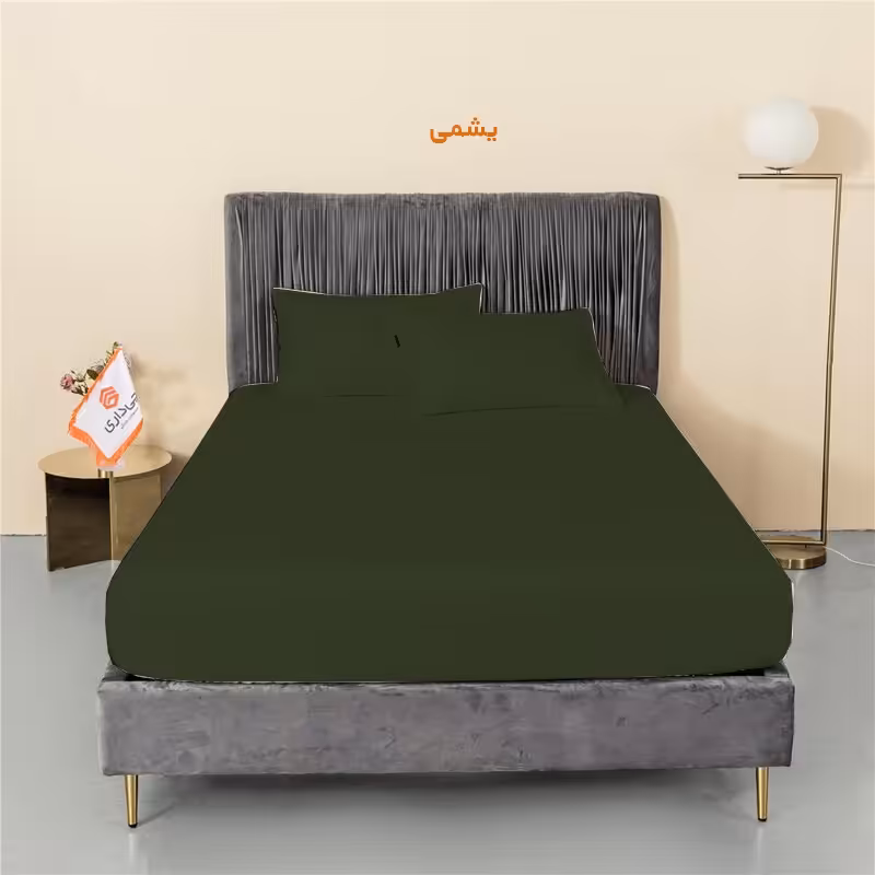 سرویس ملحفه چیداری مدل میکرو دو نفره سه تکه 160در200 رنگ یشمی