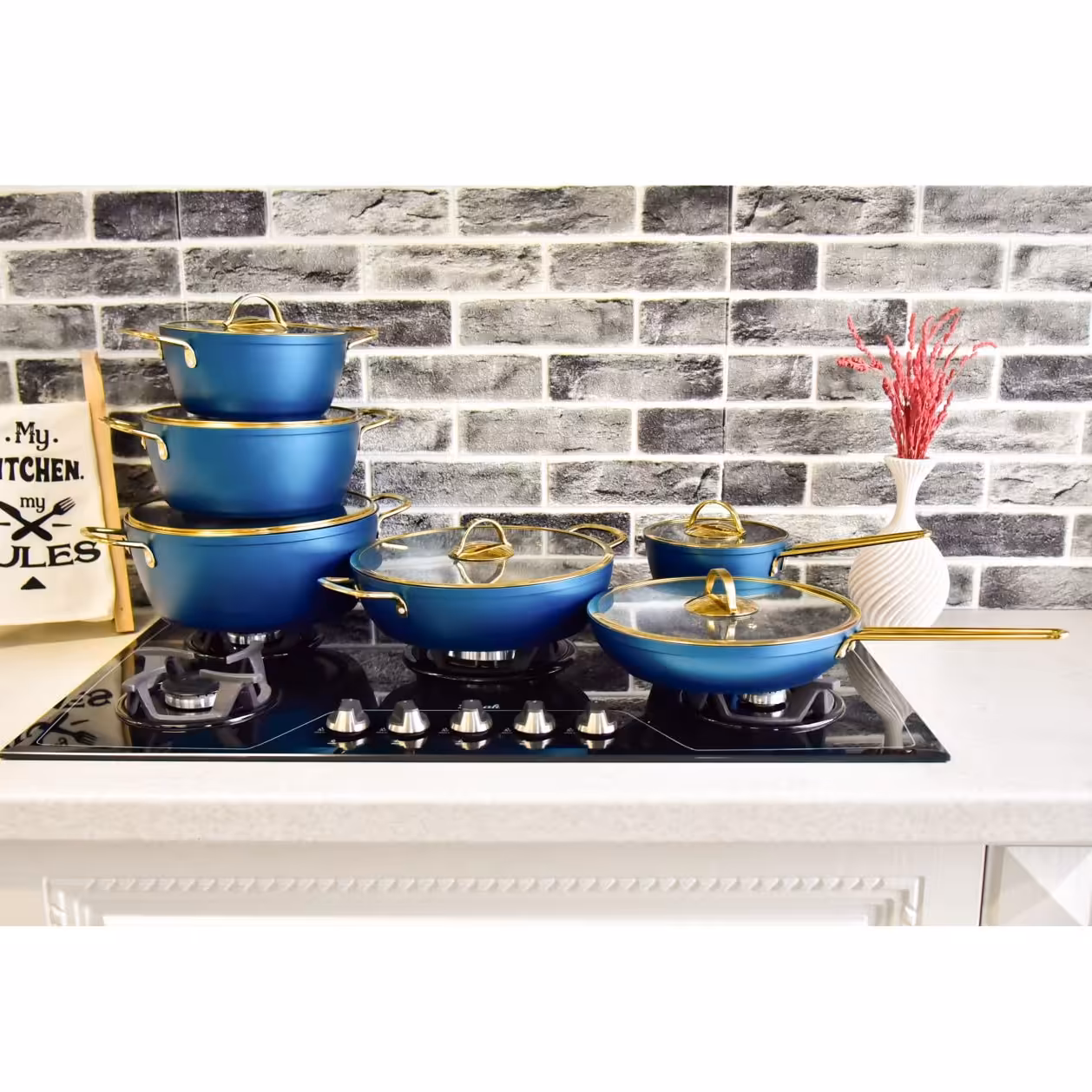 سرویس قابلمه 12 پارچه فوق العاده لاکچری با رنگهای زیبا با برند (K.Z.P) سبز 