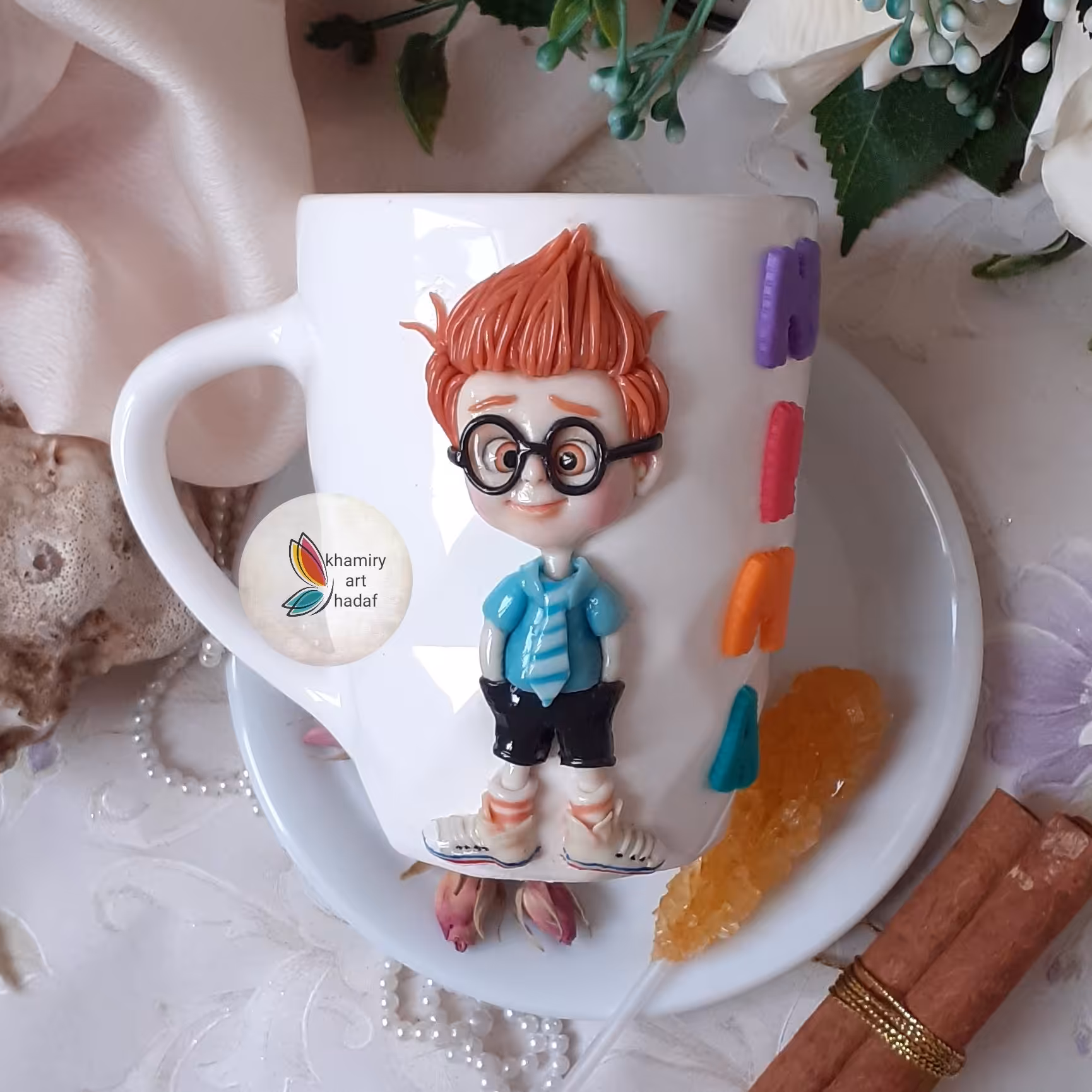 ماگ عروسکی خمیری پسر دانشمند کاملا دستساز 